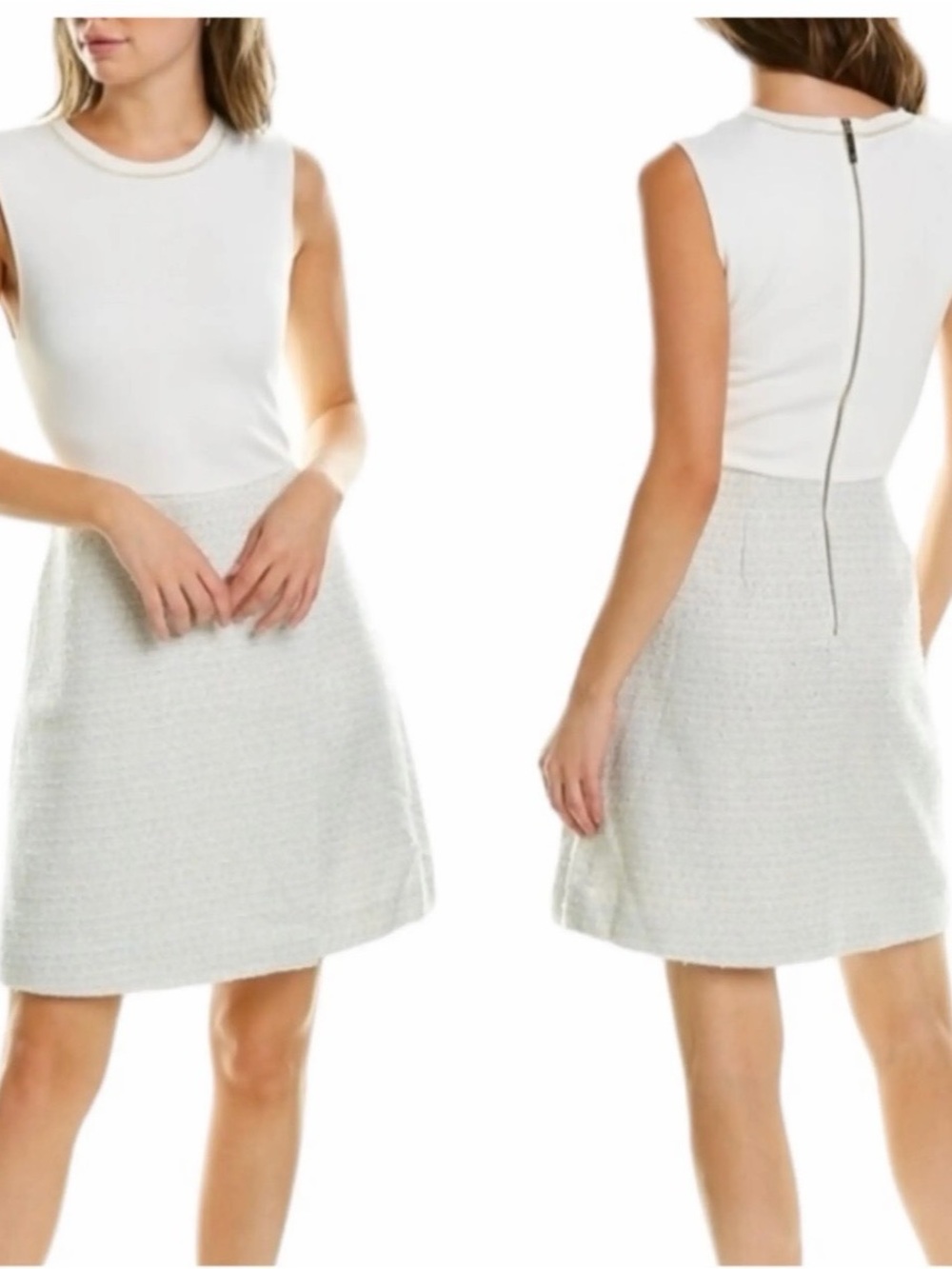 Ted Baker London blue tweed Fit & Flare Sleeveless Dress 2 (US 4-6) with pockets